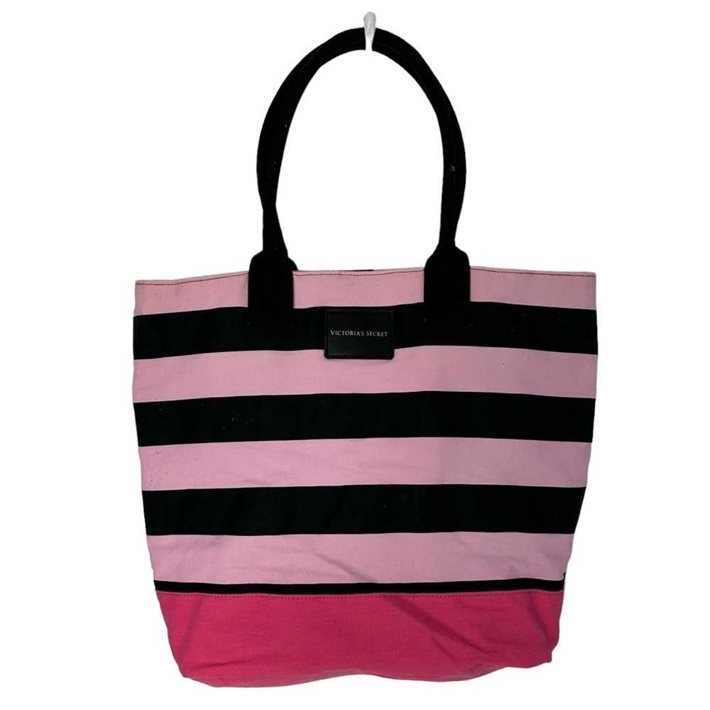 VICTORIA'S SECRET TOTE BAG & MAKEUP TOILETRY BAG 2-PIECE SET PINK AND  BLACK